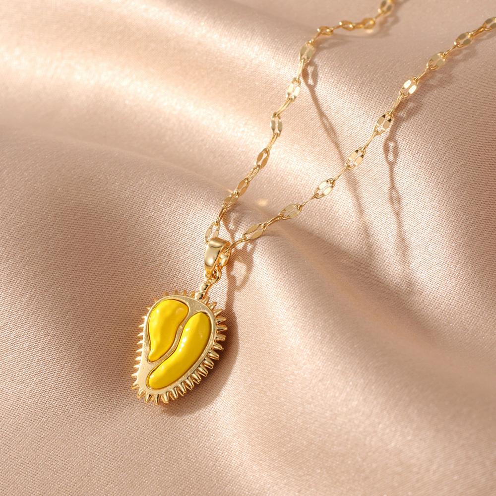 Summer Tropical Fruit Pendant Necklace Women Collar Accessories Fashion Gold Color Stainless Steel Necklaces Trendy Zircon Gift