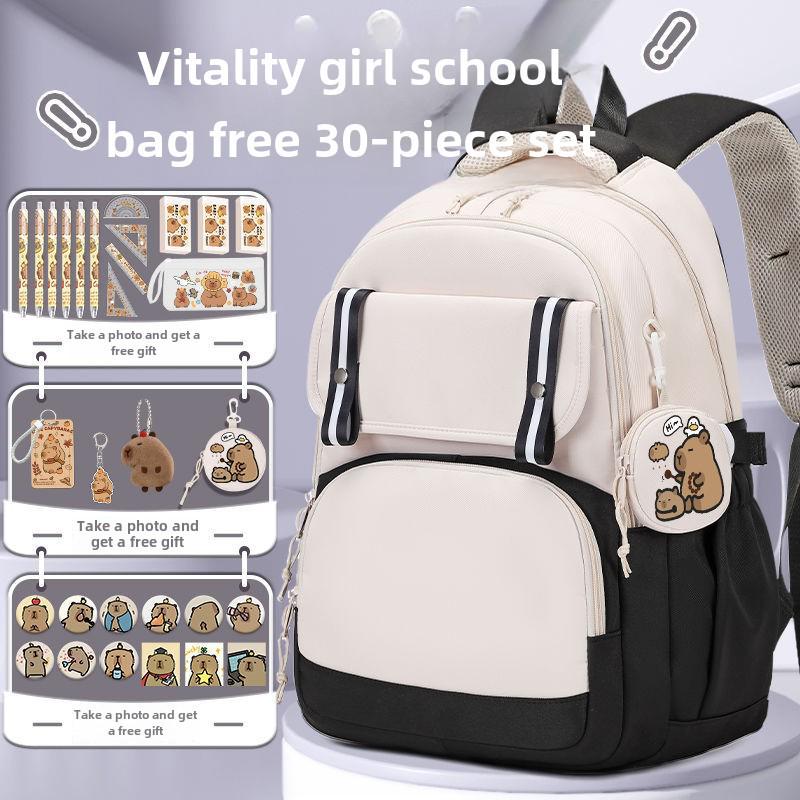 2024 Capybara Girls' Backpack: Stylish, Spacious & Perfect for Grades 1-6