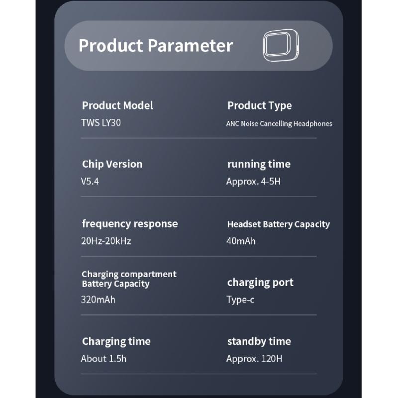 LY30 Wireless Earbuds Touch Control With Colorful LED Display Intelligent Noise Reduction Comfortable Earphones