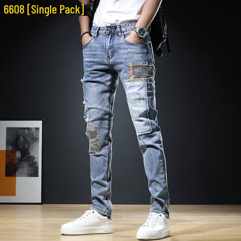 2024, primăvara europeană, blugi de motocicletă pentru bărbați, personalizați de gamă înaltă: Stil la modă frumos slim fit