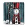 4pcs Shower Christmas Curtain Toilet Cushion Set Cover Mat Pad Rug Xmas Bathroom