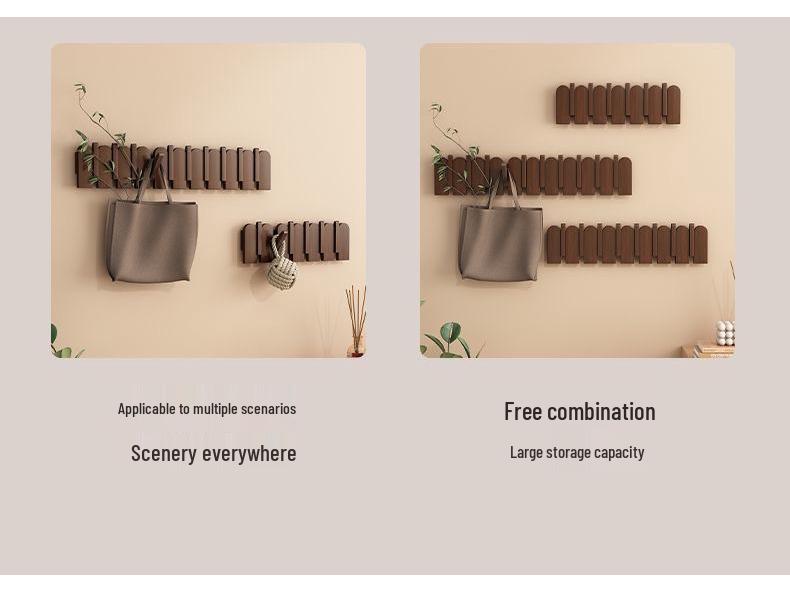 Piano Key Solid Wood Wall-Mounted No-Drill Coat and Hat Rack