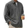 Men's Casual -color Corduroy Button Shirt, Men's Long-sleeved Trendy Loose Square-neck Thick Shirt