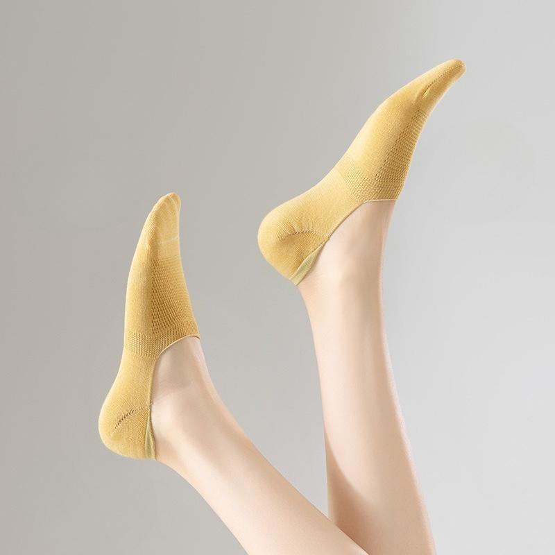 Women's Boat Socks, Shallow Mouth Invisible Solid Color Cotton Socks, Anti-slip and Non-dropping, As Well As Summer Thin Short Socks, Breathable