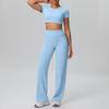 Wolkig Schnelltrocknender Gekürzter Yoga-Anzug mit Integriertem BH für Outdoor-Fitness & Laufen - Damen Sport Zweiteiliges Set