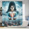Mystical Woman Heart-Shaped Earth Shower Curtain - Waterproof, Mildew-Resistant, Machine Washable For Fantasy Bathroom Decor