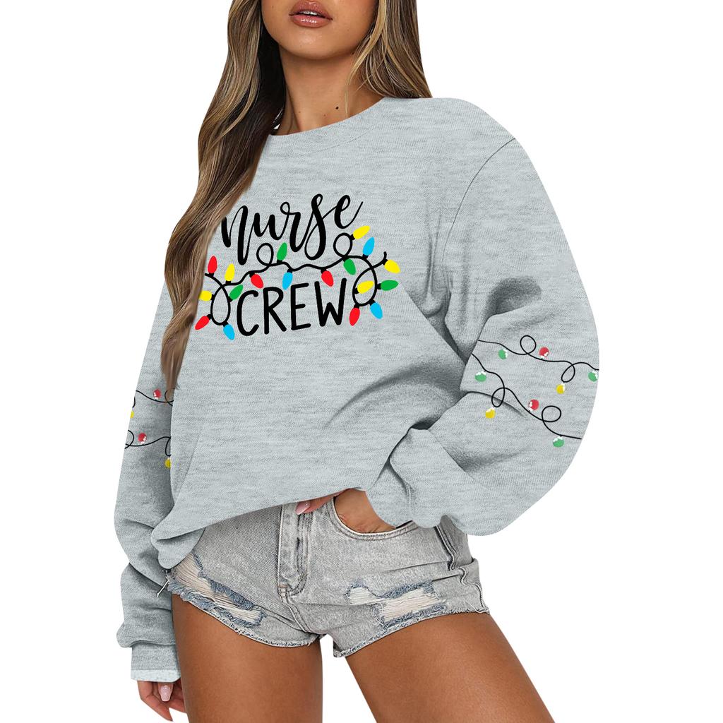 Women  Tops Women's Long Sleeve Sweatshirt Casual Crewneck Loose Fit Pollover Fleece Tops