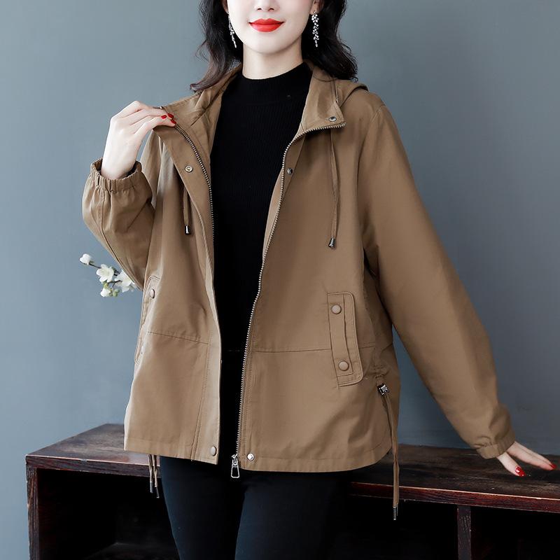 

Women s Hooded Cotton Windbreaker: Stylish & Plus Size Autumn-Winter Jacket (2026 Fashion) 5XL хаки