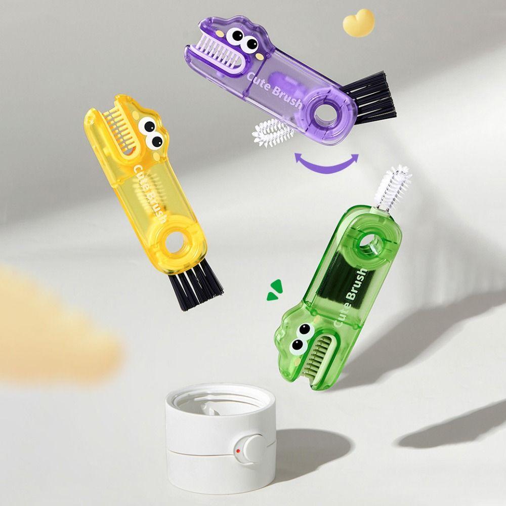 Rotatable 3 in 1 Cleaner Brush Dinosaur Shape Bottle Cap Brush Cup Cleaning Brushes  Kitchen