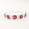 Natural Pink Rubellite Gemstone Handmade 925 Sterling Silver Jewelry Bracelet 9" RB-7-7