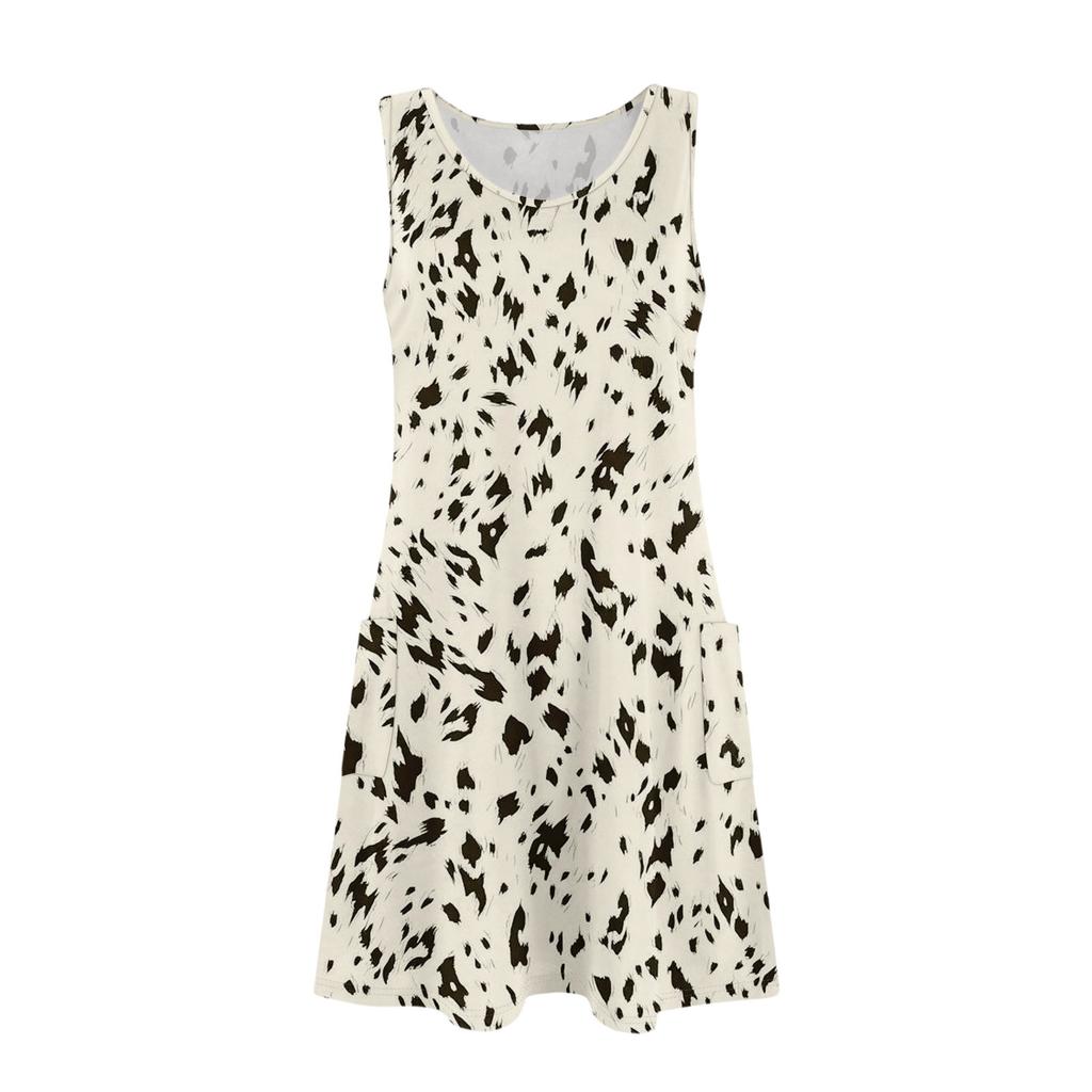 Lässiges Sommerkleid für Damen mit Taschen, Sommer-Boho-Strandkleid, Blumenblusen für Damen, T-Shirts, Kleid mit V-Ausschnitt, lockere Tank-Kleider