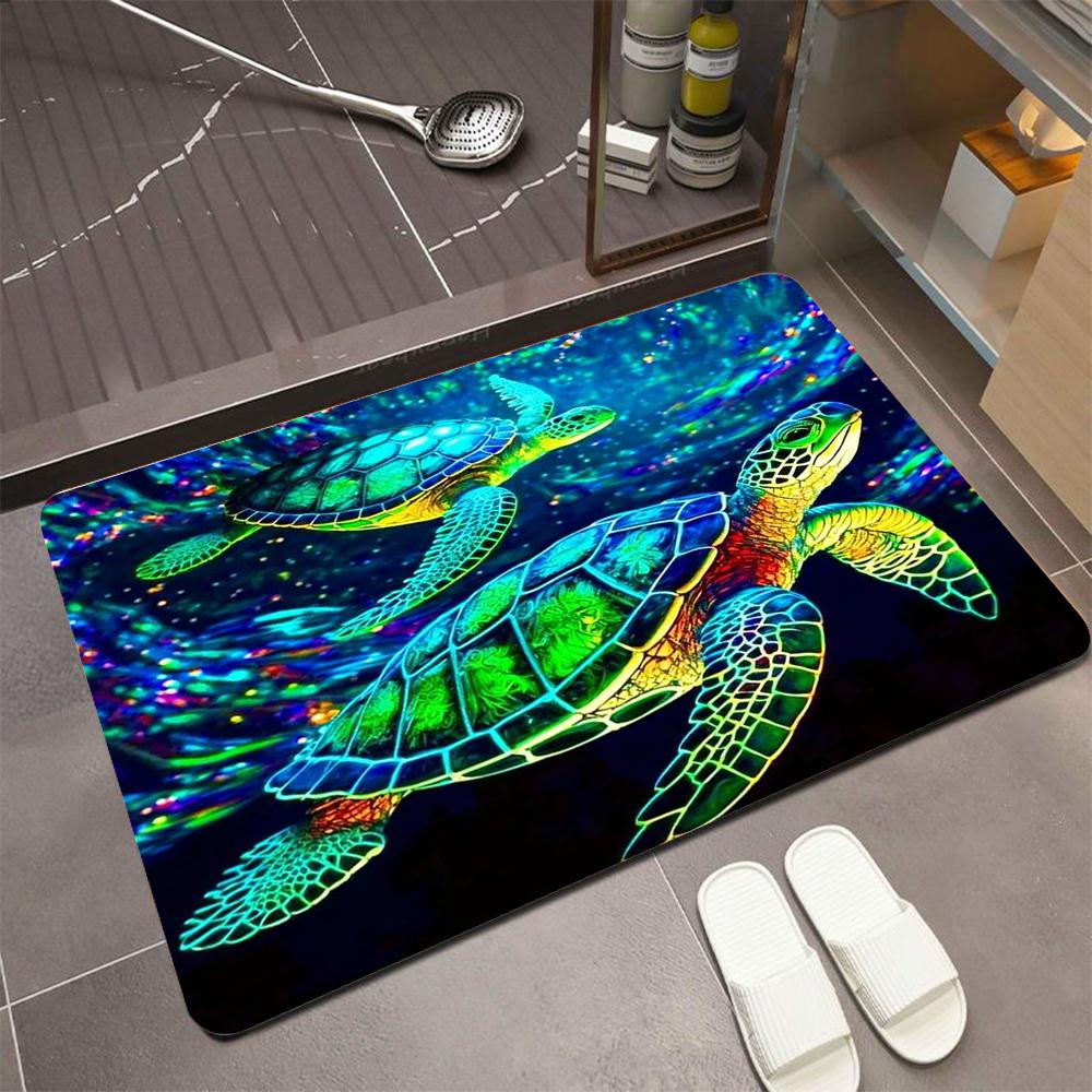 Blase Ozean Schildkröte Wohnzimmer Schlafzimmer Teppich Große Größe Realistisches Design mit Korallen Element Rutschfester Teppich für Heimdekoration