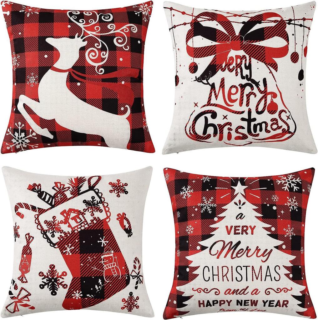 Living Room Christmas Decoration Pillowcase Nordic Style Christmas Tree Printed Cushion Festive Atmosphere Household Supplies
