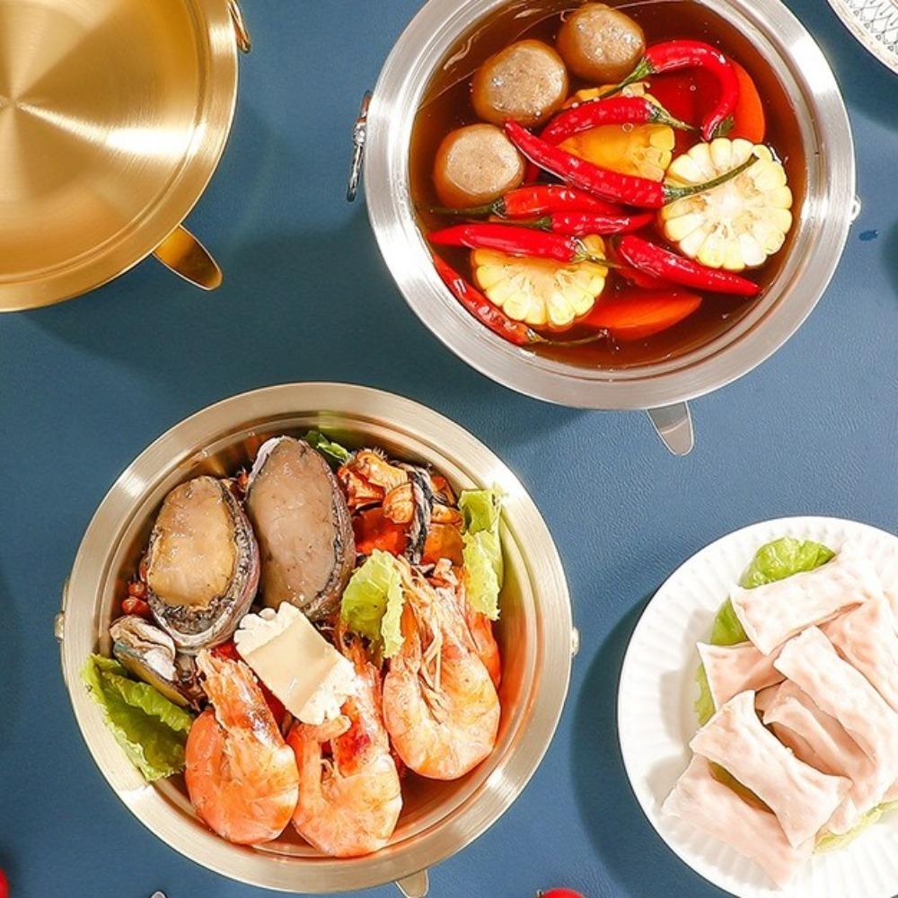 Portable Single Person Hotpot Stainless Steel Cooking Pot Easy To Clean Chinese Hot Pots  Picnic