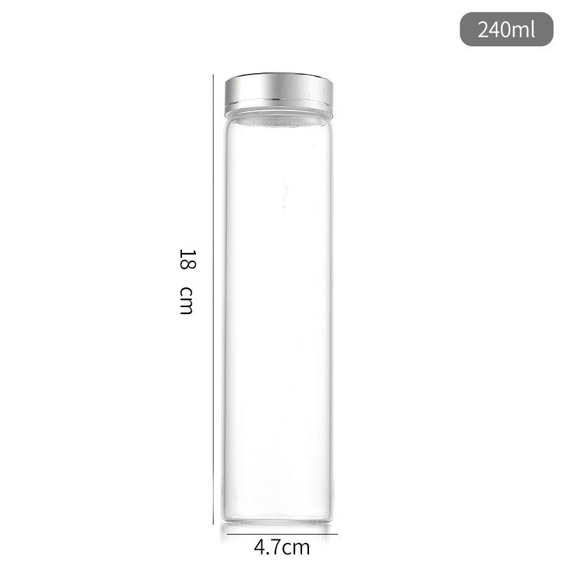 47mm Transparent Glass Bottle with Oxidized Silver Cap for Cereal, Tea, or Candy Storage