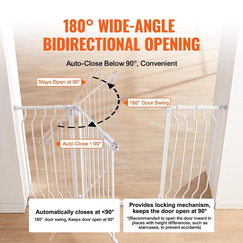 Baby Gate, 29.5"-53" Extra Wide, 30" High, Dog Gate for Stairs Doorways and House, Easy Step Walk Thru Auto Close Child Gate Pet Security Gate with