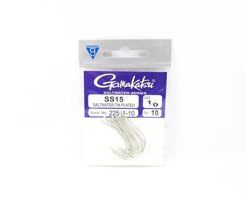 Gamakatsu 22511-10 SS15 Saltwater Tin Plated Hook Size 1/0 , 10/pack (3715)