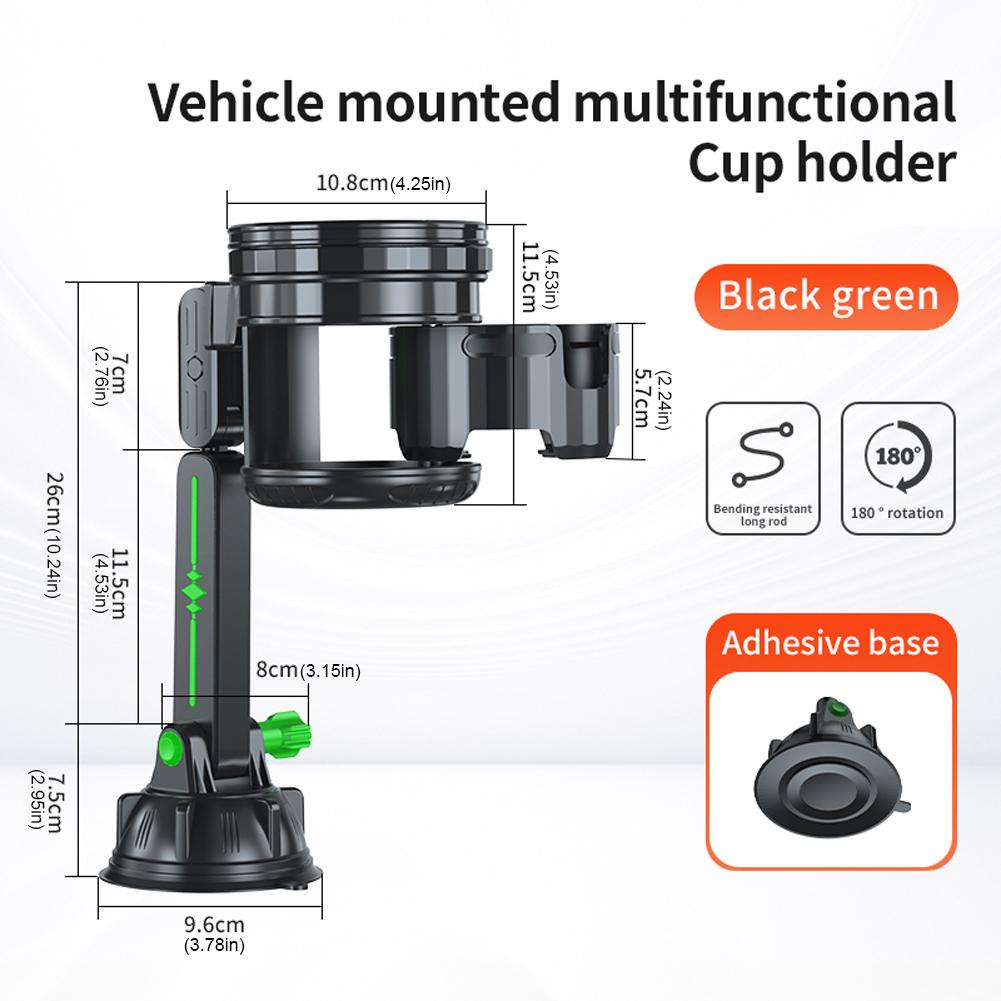 2-in-1 Suction Car Cup Holder Rotatable Vehicle Mounted Cup Holder No-Slip Multifunctional Dual Cup Holder Car Accessories