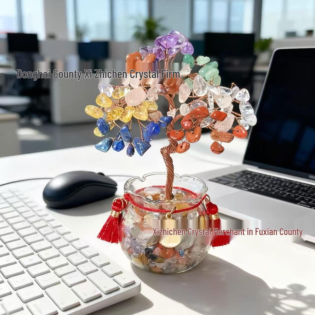 Citrine Money Tree Crystal Ornament for Home or Office Decor