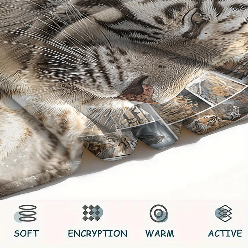 White Tiger Print Flannel Blanket, High Quality Comfortable for All Seasons, Home Decor, Warmth and Comfort, Perfect for Christmas Gifts