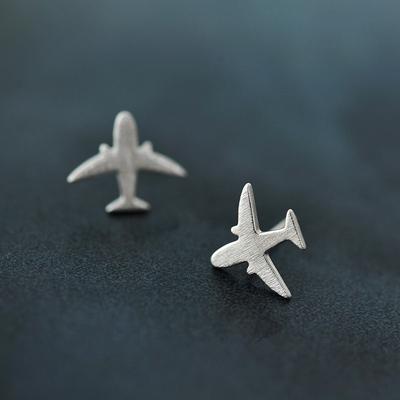 Fashion Prevent Allergy Silver Color Airplane Stud Earrings For Women Party Gift Jewelry Brincos