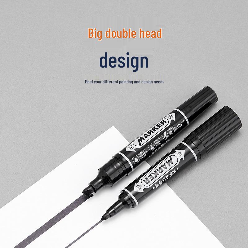 Oil-Based Quick-Dry Double-Ended Art Marker with Large Capacity - Black Outliner Pen Customizable