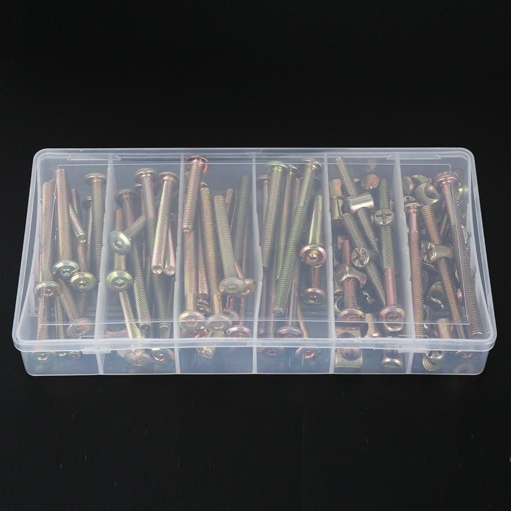 100 Pcs Screw Nut M6 Furniture Connection Galvanized Carbon Steel Screw Nut Assortment Kit