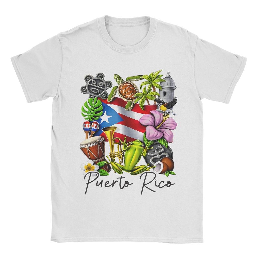 Coqui Frog Puerto Rico Flag Puerto Rican TShirt for Men Round Neck Cotton T Shirt  Short Sleeve Tee Shirt Big Size Clothing