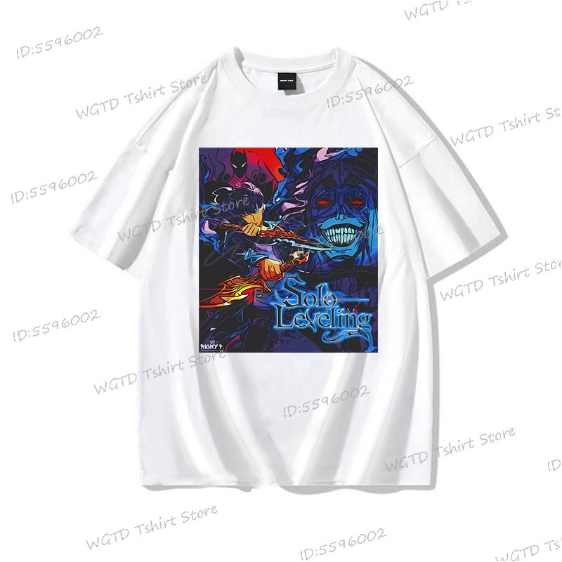 Anime Solo Leveling T Shirt Vintage Sung Jin Woo T-shirts Men Women Cotton Streetwear Short Sleeve Manga Solo Leveling Tops Tees