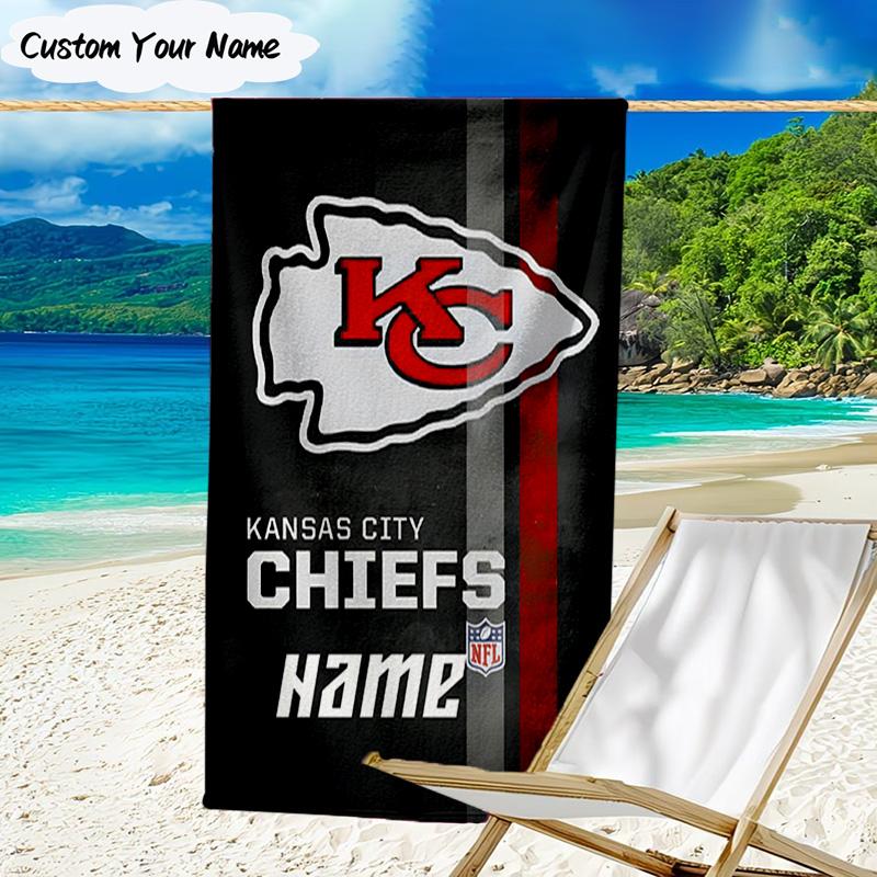 1PC Custom Name Beach Towel Kansas Fan Gear Beach Towel, Suitable for Camping, Travel, Beach Accessories, Super Absorbent, Family Gift
