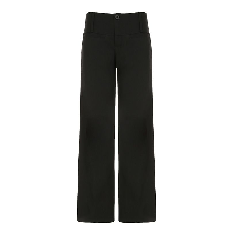 

Wide Leg Pants Fashion Street Solid Color Low Waist Crop Top Suit Casual Pants Straight Wide Leg Low Waist Pants Black L