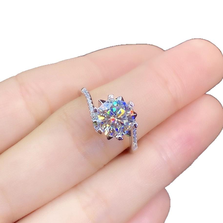 2 Carat Eight Hearts & Arrows PT950 High Carbon Simulated Diamond Open Ring for Women - Popular Online Sale