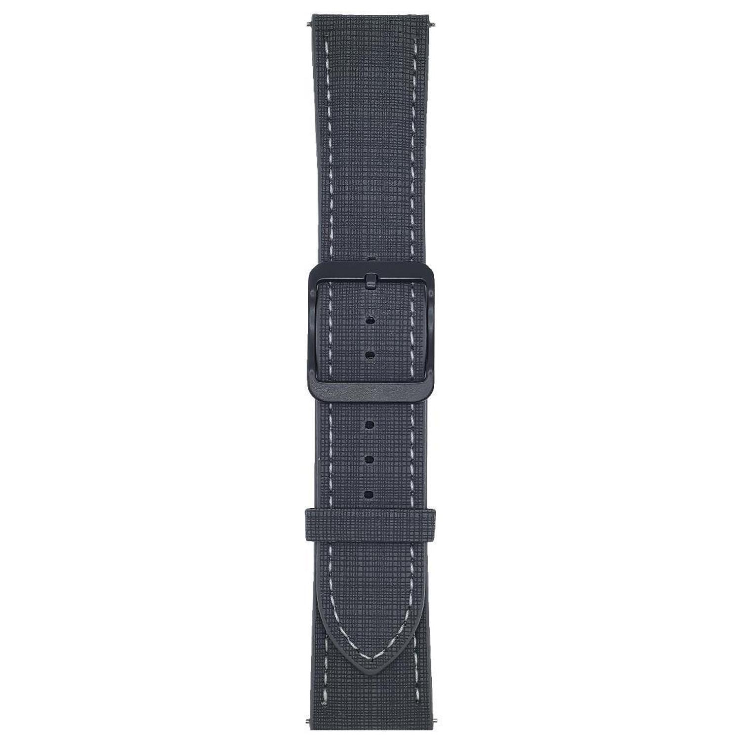 

For Samsung Galaxy Watch7 44mm/40mm Watch Band 20mm Braided Checkered Pattern Ring Buckle Leather Wrist Strap Black