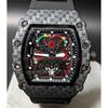 Used New Wristwatch Richard Mille Type Quartz Homage Watch Rubber Tonneau Carbon