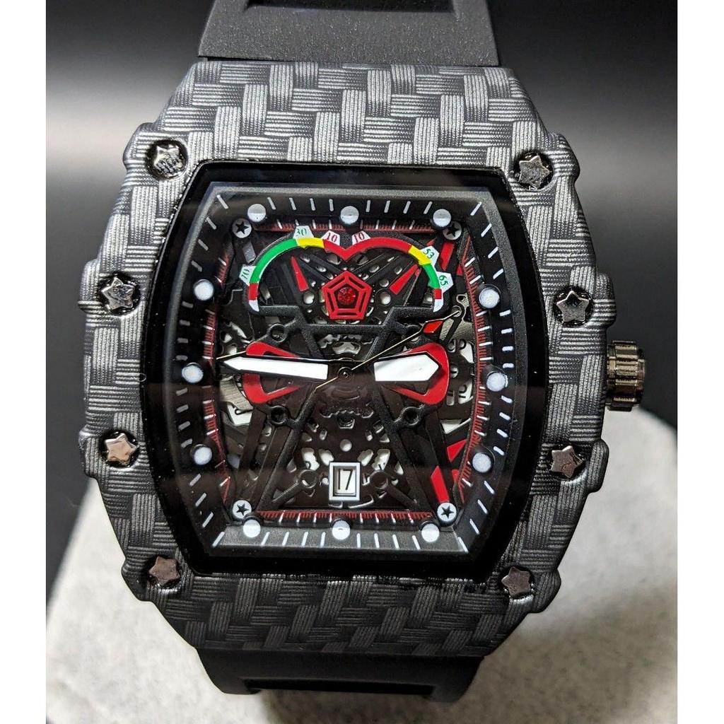 Used New Wristwatch Richard Mille Type Quartz Homage Watch Rubber Tonneau Carbon