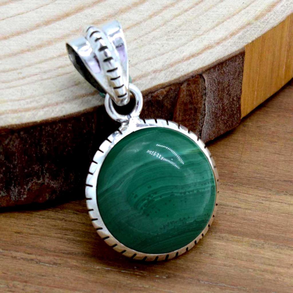 Malachite 925 Sterling Silver Pendant, Natural Gemstone Handamde Pendant Gift For Her Mom, Anniversary Gift