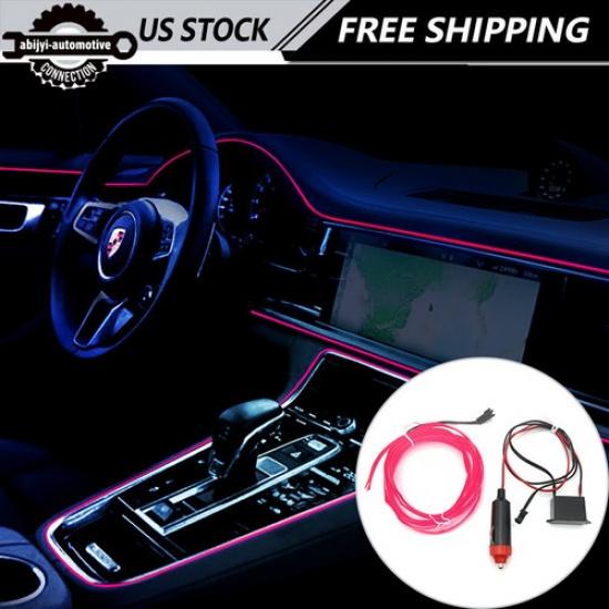 Auto Car Interior Decor Accessories LED Atmosphere Wire Strip Light Pink Lamp