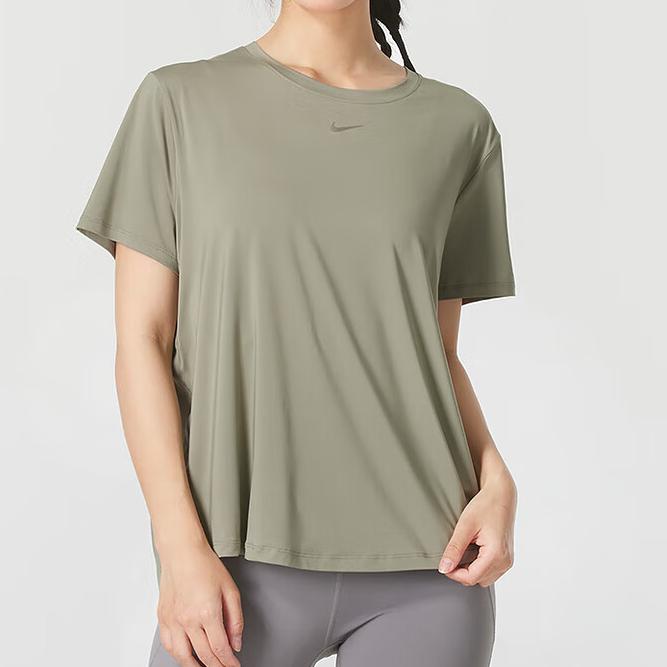Nike Comfortable Soft Breathable Round Neck Short Sleeve Drop Shoulder T-Shirt Women T-Shirts Khaki FN2799320