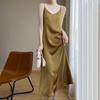 Summer New Style Women's Mulberry Silk Blended Dress Female Slim Waist Medium and Long Commuting Temperament Fashion Breathable Daily Dress