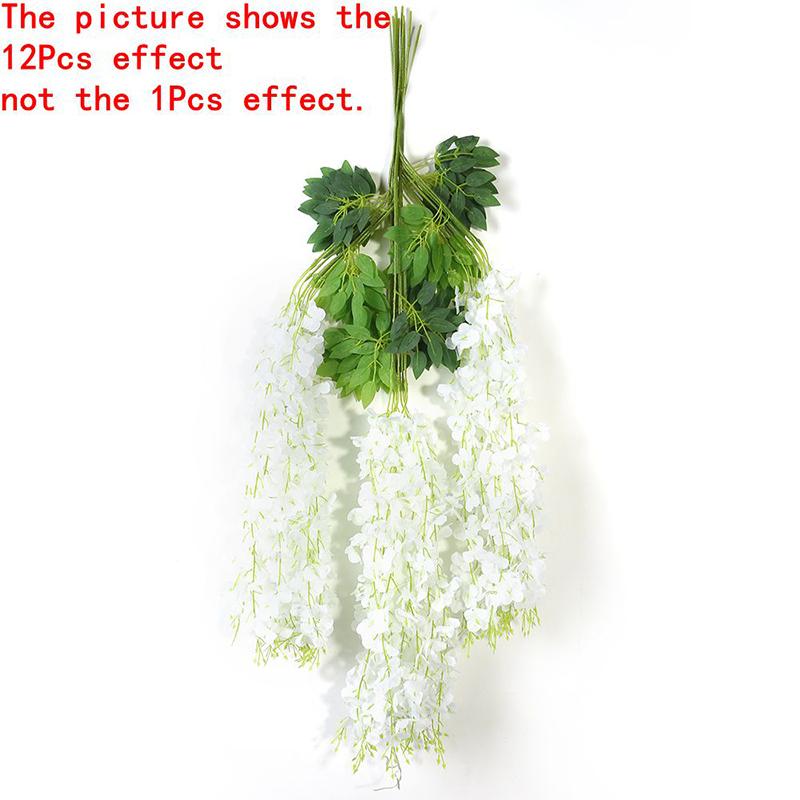 1/3/5/12Pcs Artificial Flowers Silk Wisteria Vine Fake Silk Hanging Flower for Wedding Party Garden Outdoor Home Wall Decoration
