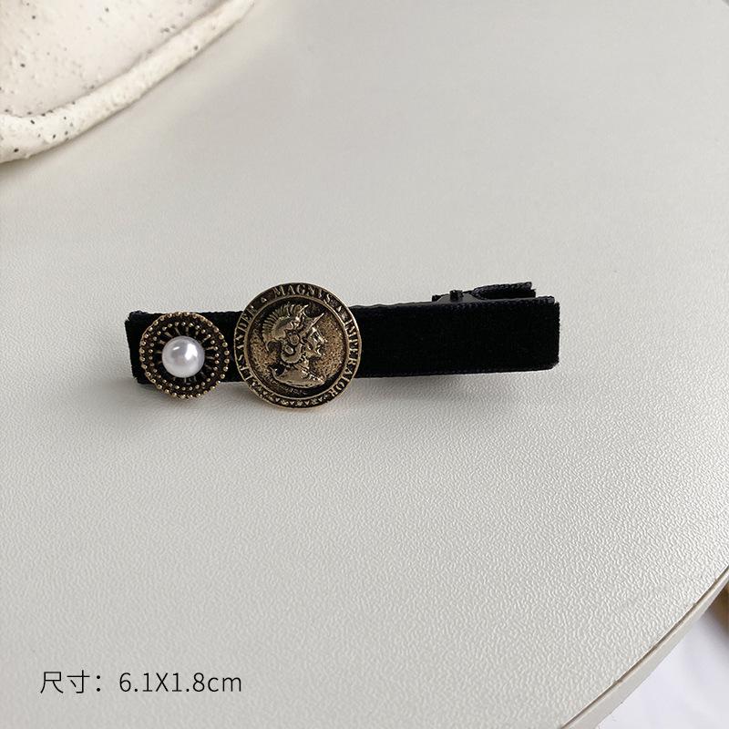 New France Black Bow Pearl Hair Accessories Hair Clips Pins Elegant Daily Bowknot Imitation Pearl Headwear Barrettes Spring Clip