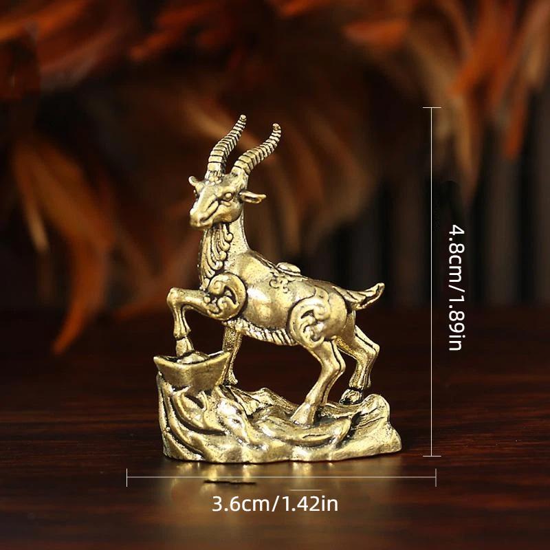 High Quality Vintage Feng Shui Coins Goat Statue Desktop Ornament Home Decoration Craft Accessories Lucky Zodiac Animal Figurine