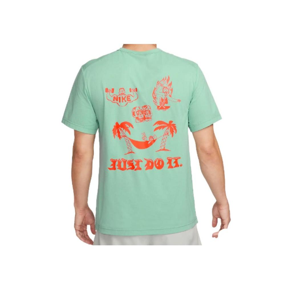 Nike Solid Color Crew Neck Loose Short Sleeve T-Shirt Men Tops Teal FB6895-309