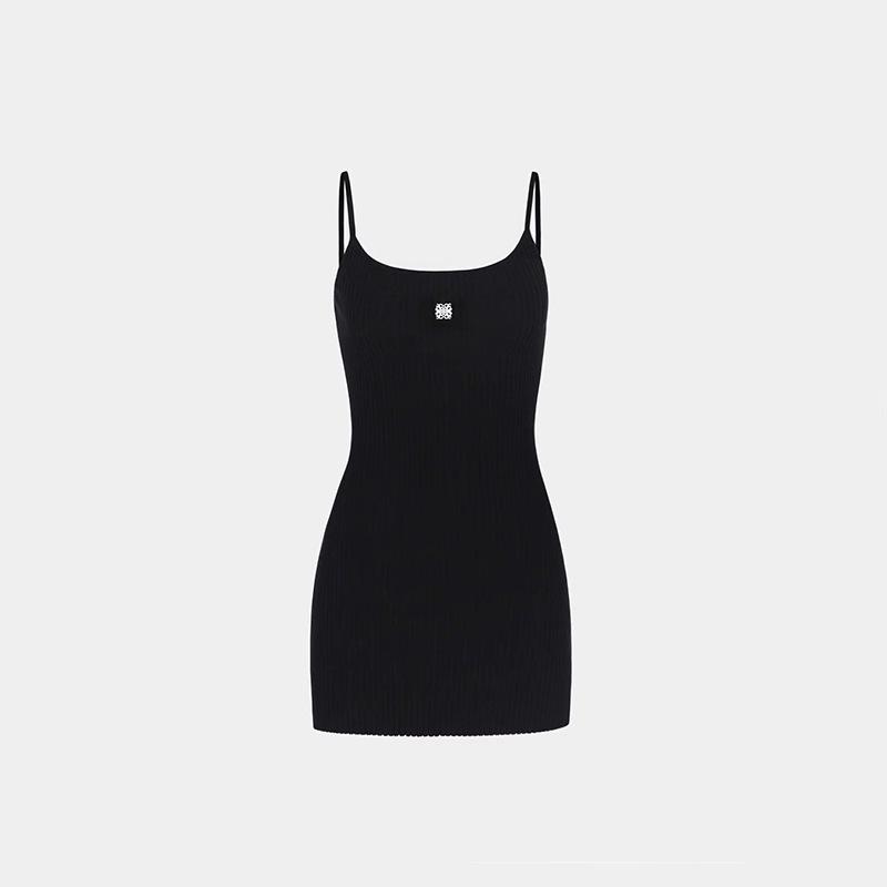 American Spicy Girl Knit Suspender Dress - Hip-Hugging, Elastic, Niche Design Medium