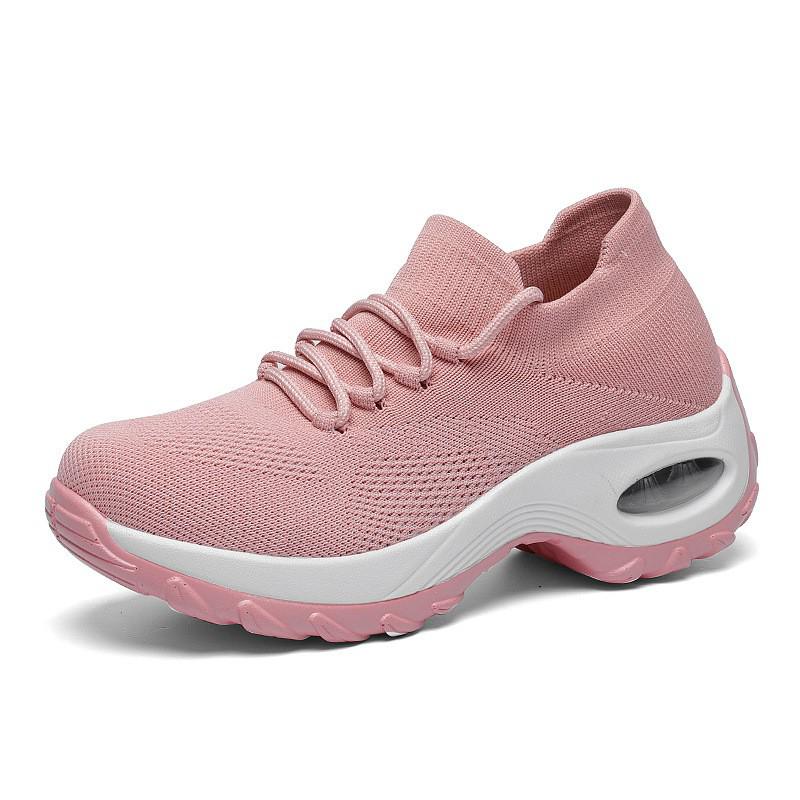 Fashion Yellow Mesh Platform Sneakers Thick Sole Breathable Casual Shoes Women Sneakers Knitting Socks Sneakers White Tennis Shoes