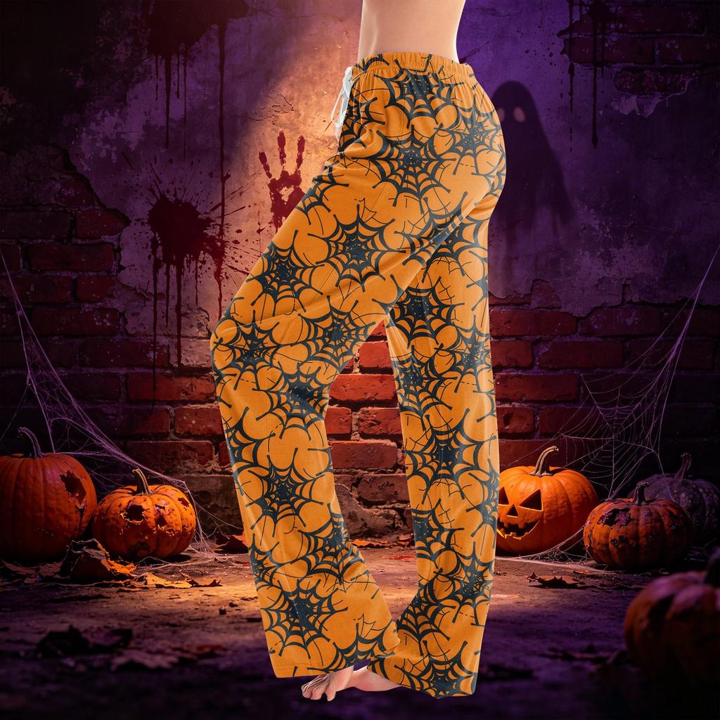 Women's Halloween Print Drawstring Casual Pants with Elastic Waist