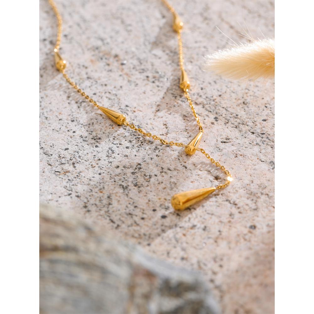 Yhpup Collar Colgante Gota de Agua Fundida de Acero Inoxidable Joyería Coreana de Moda Tendencia de Alta Calidad Chapado PVD Oro 18K 2025