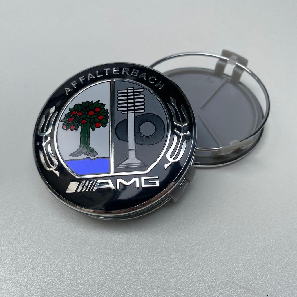 Emblema de Tampa de Cubo de Roda Compatível com Mercedes 75MM - Tampa de Pneu de Plástico Prata Preta com Design de Espiga de Trigo.
