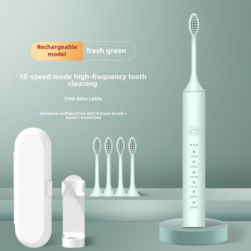 Unisex Rechargeable Ultrasonic Toothbrush with Soft Bristles for Travel and Home Use