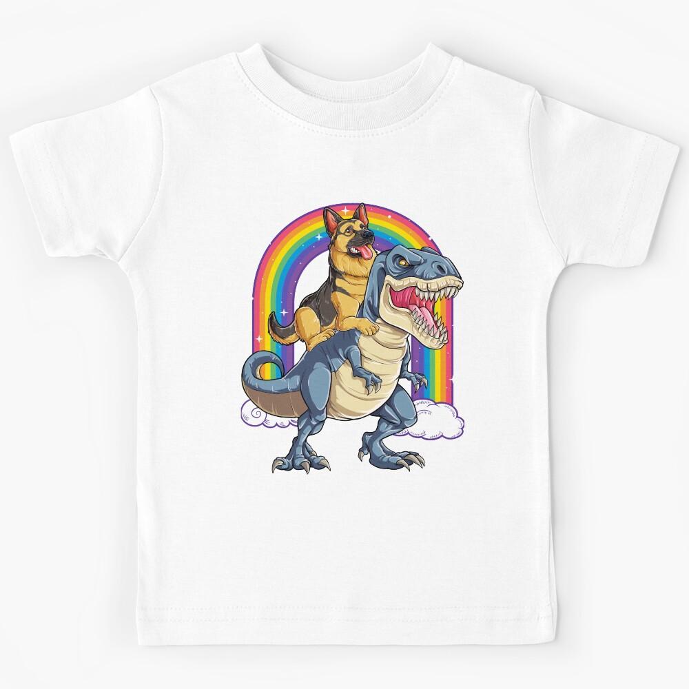 German Shepherd Riding Dinosaur T rex Shirt for Men Women Boys Girls Kids Dog Lover Gifts Kids T-Shirt 150